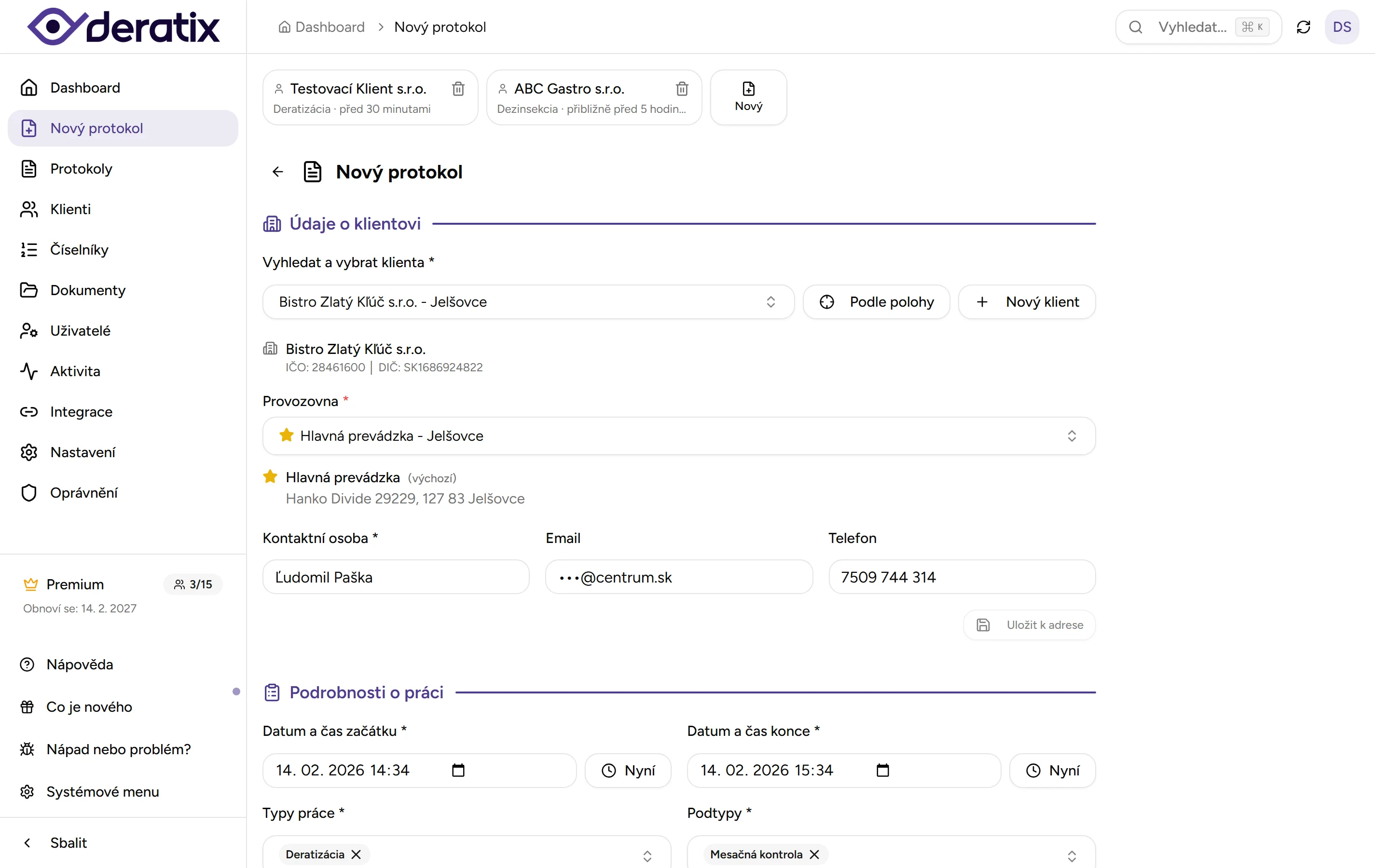 Protokol hotový ještě před odchodem od klienta