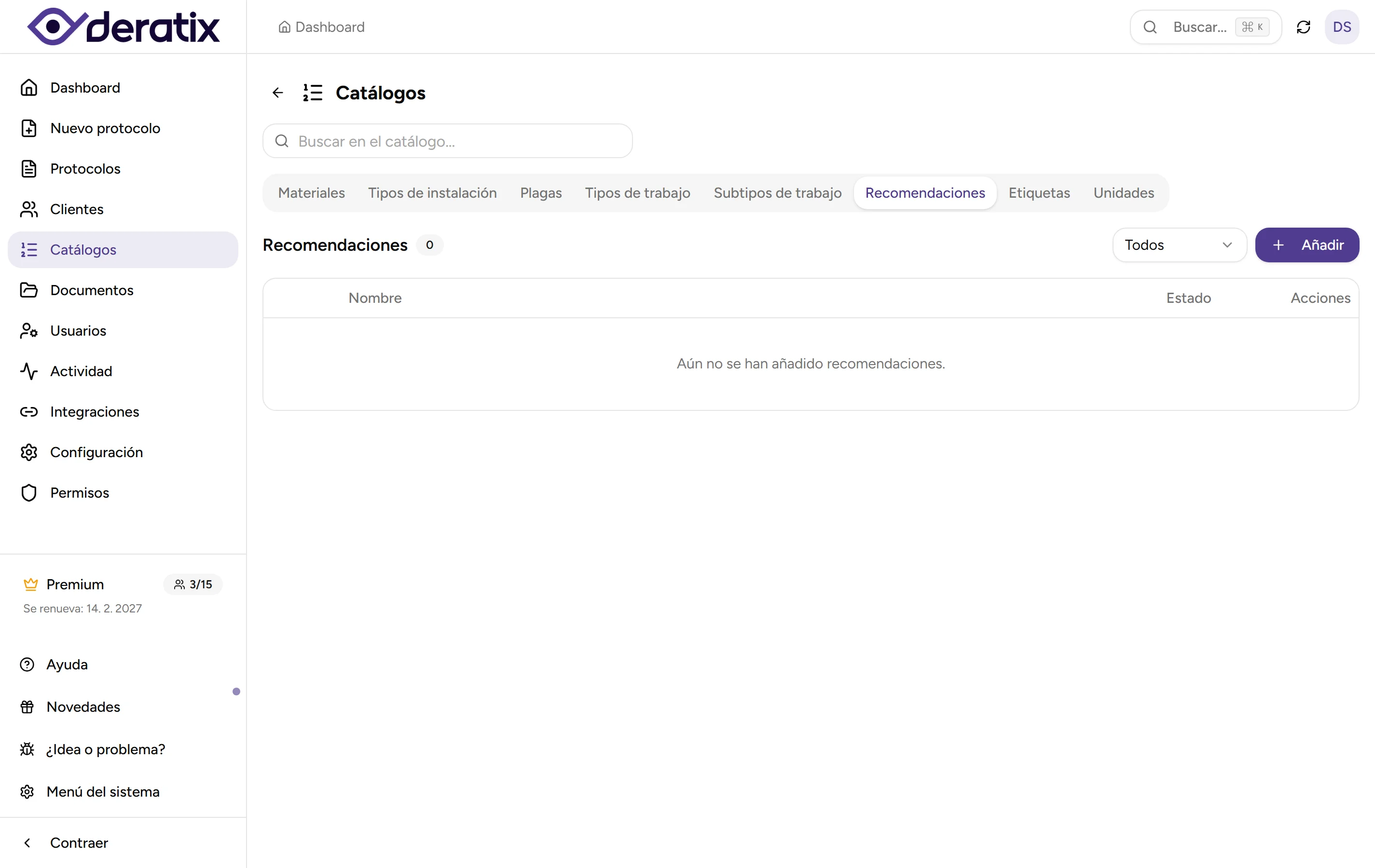 Recomendaciones para el cliente - desktop