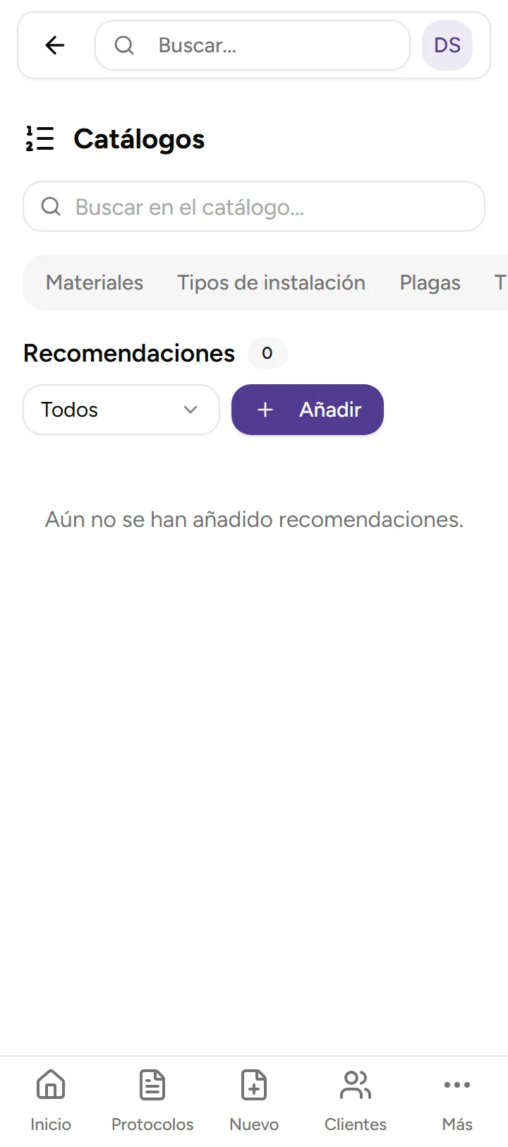 Recomendaciones para el cliente - mobile