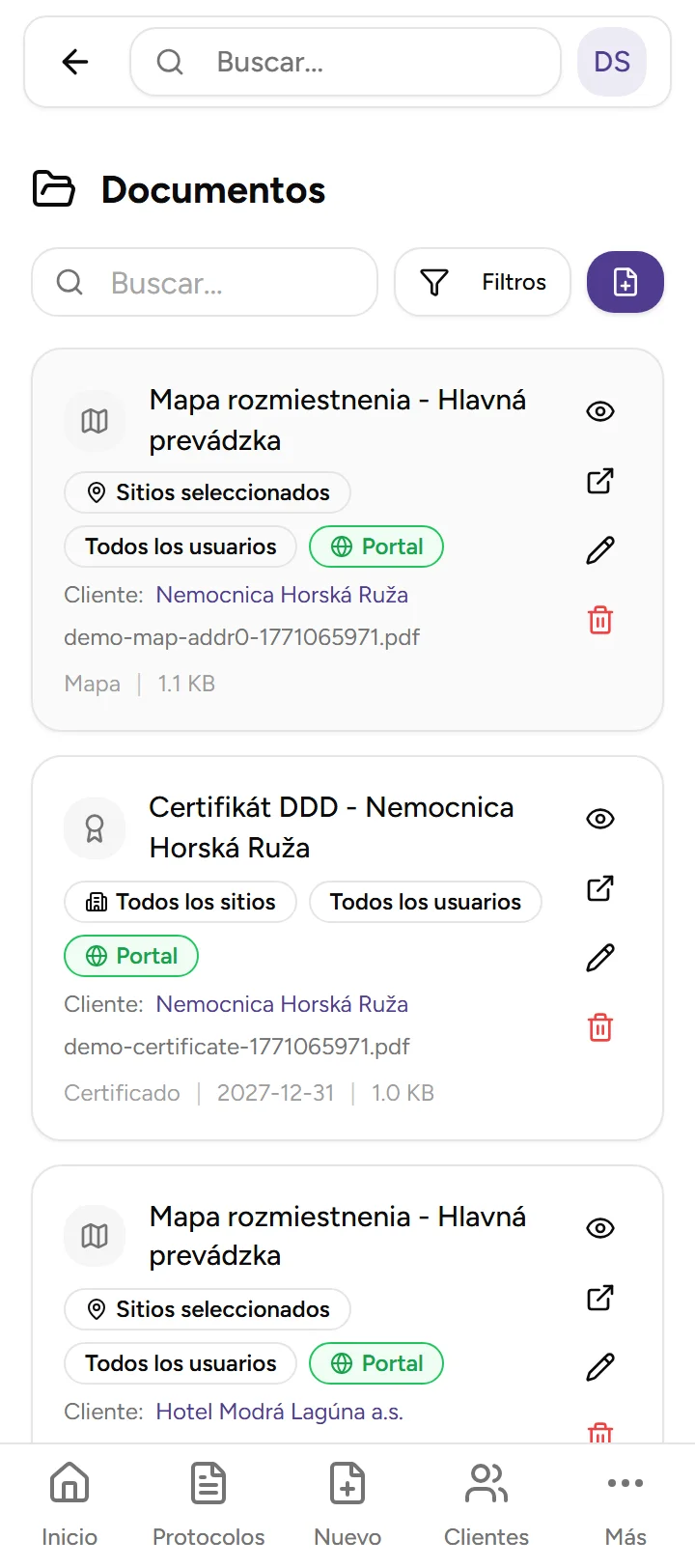 Gestión de documentos - mobile