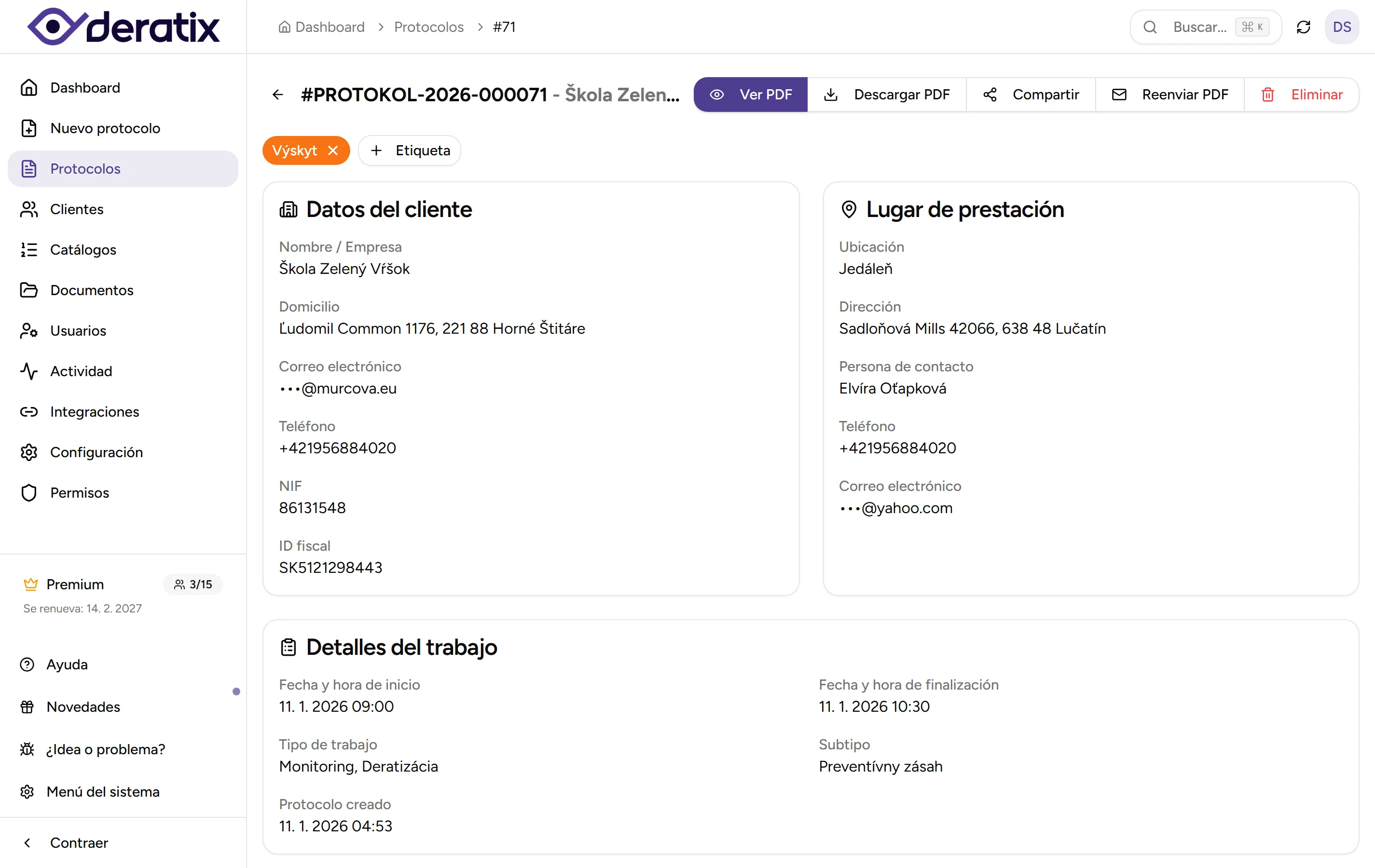 Generación de protocolo PDF - desktop
