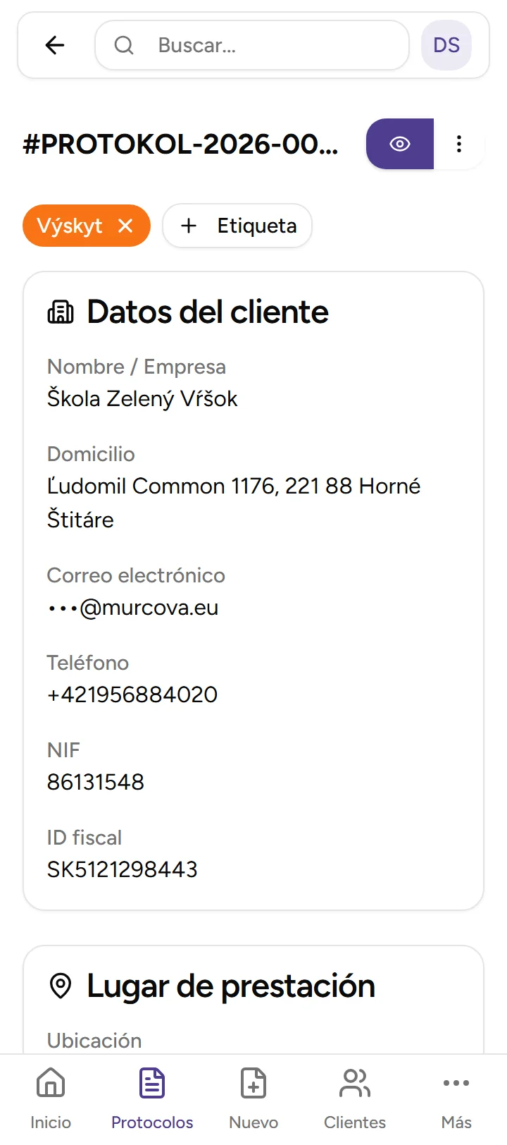 Generación de protocolo PDF - mobile