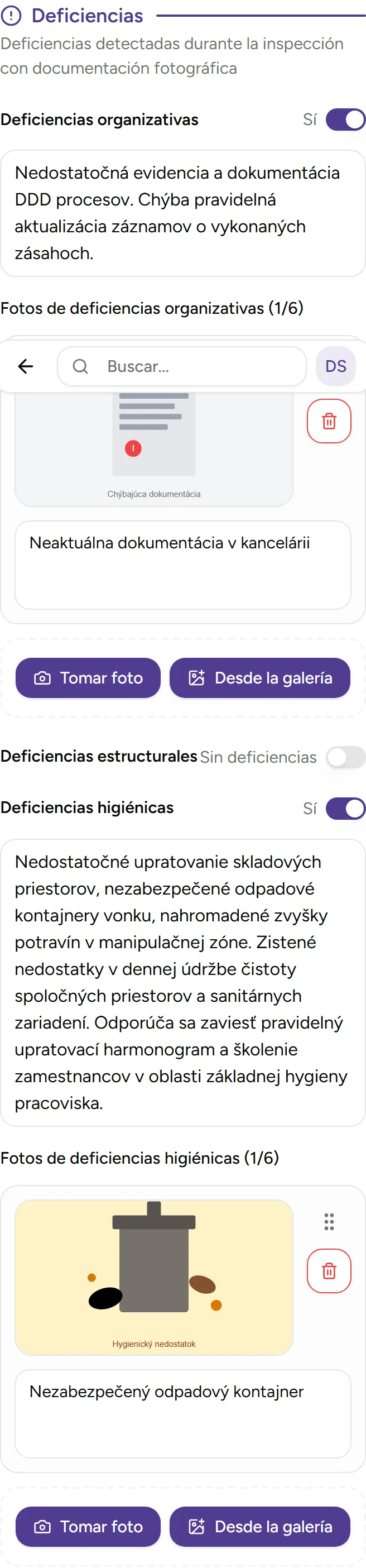 Seguimiento de deficiencias - mobile