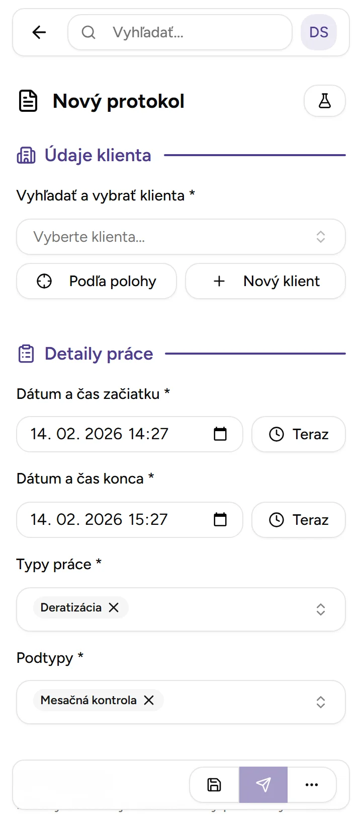 Protokol hotový ešte pred odchodom od klienta - mobile